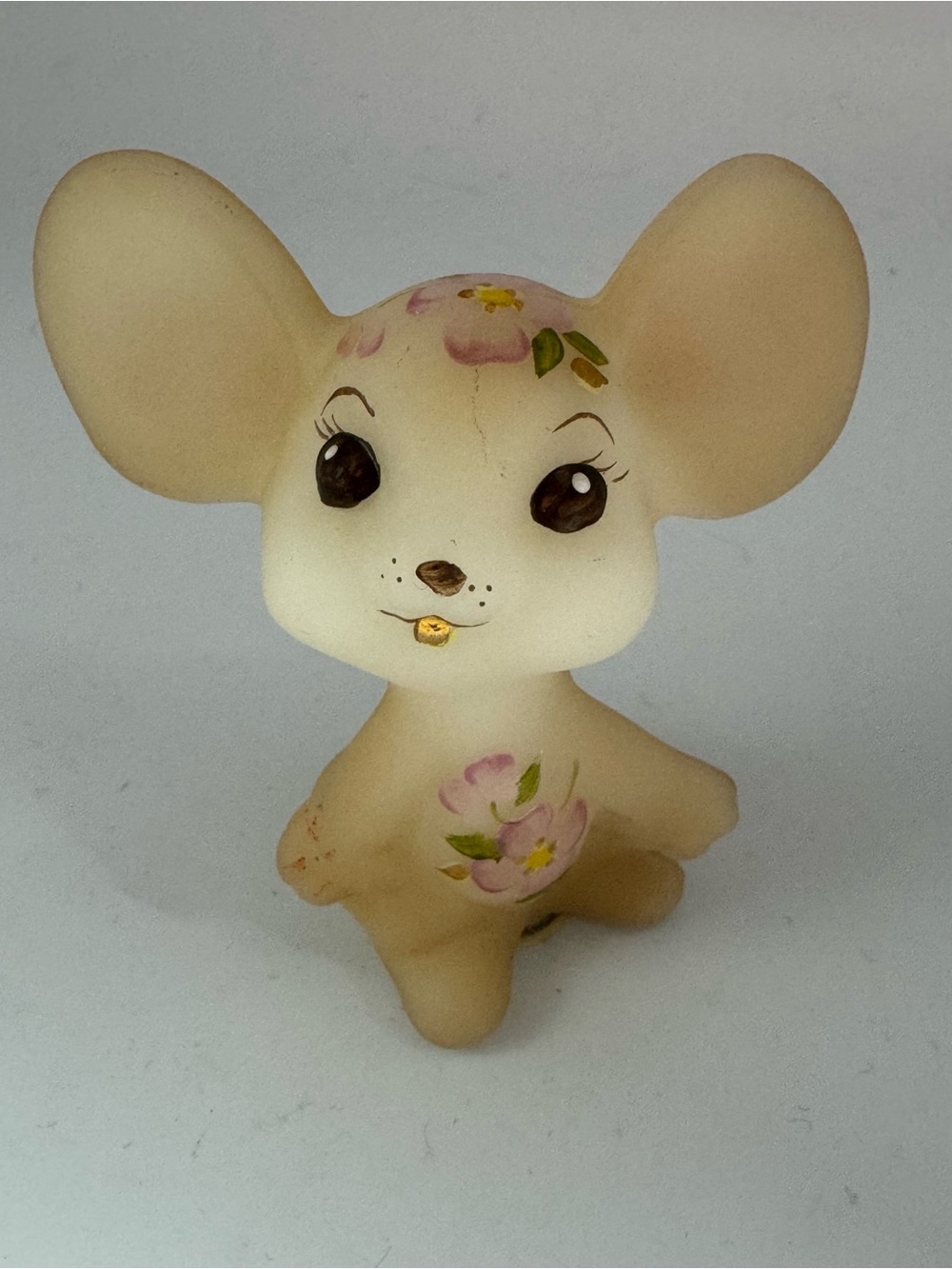 Fenton Mouse Cream Satin with Pink Floral Accents